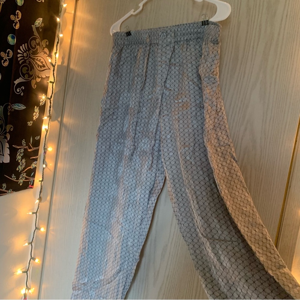 Grey satin pajama pants